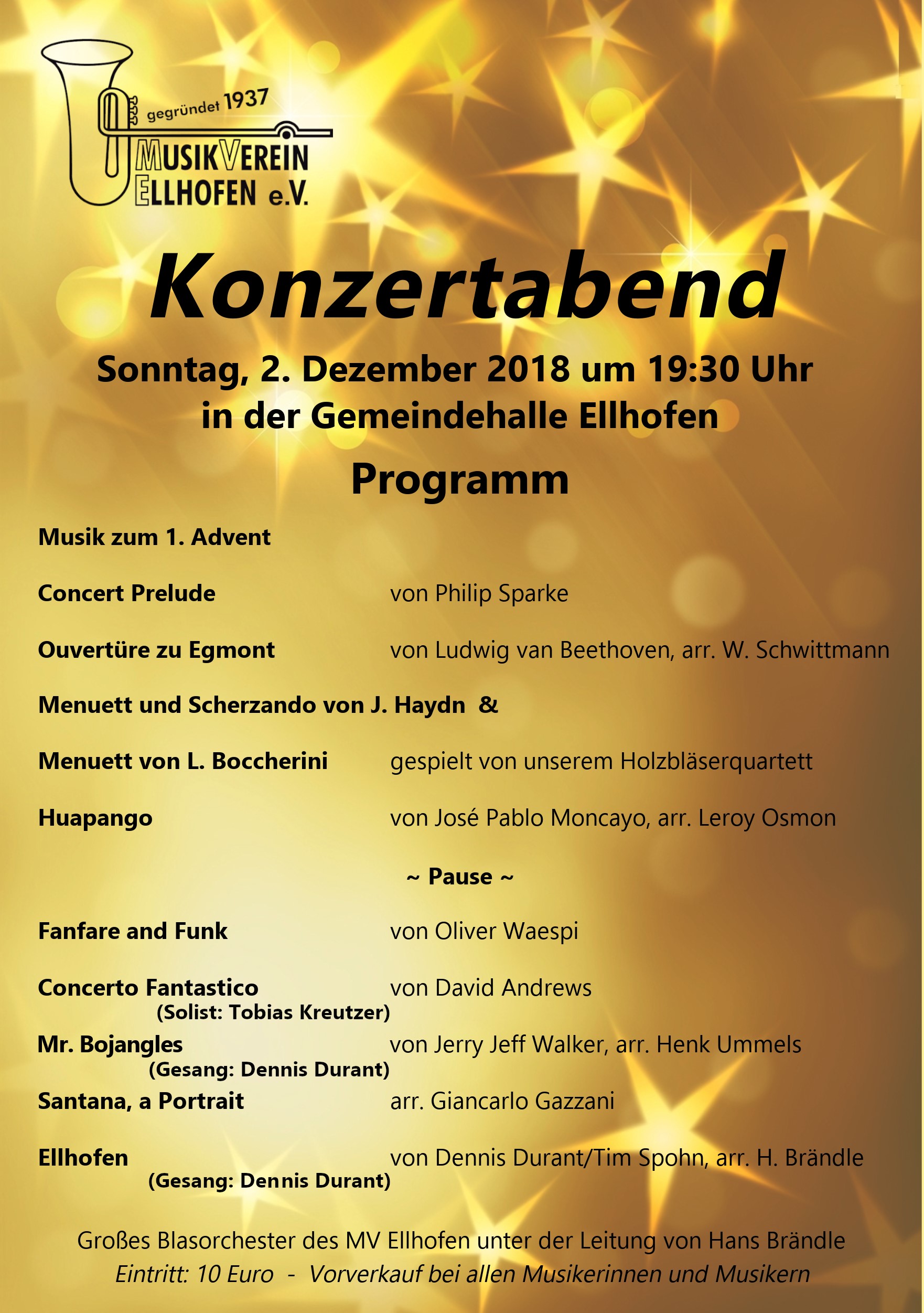 Konzertabend Musikverein Ellhofen am 02.12.2018