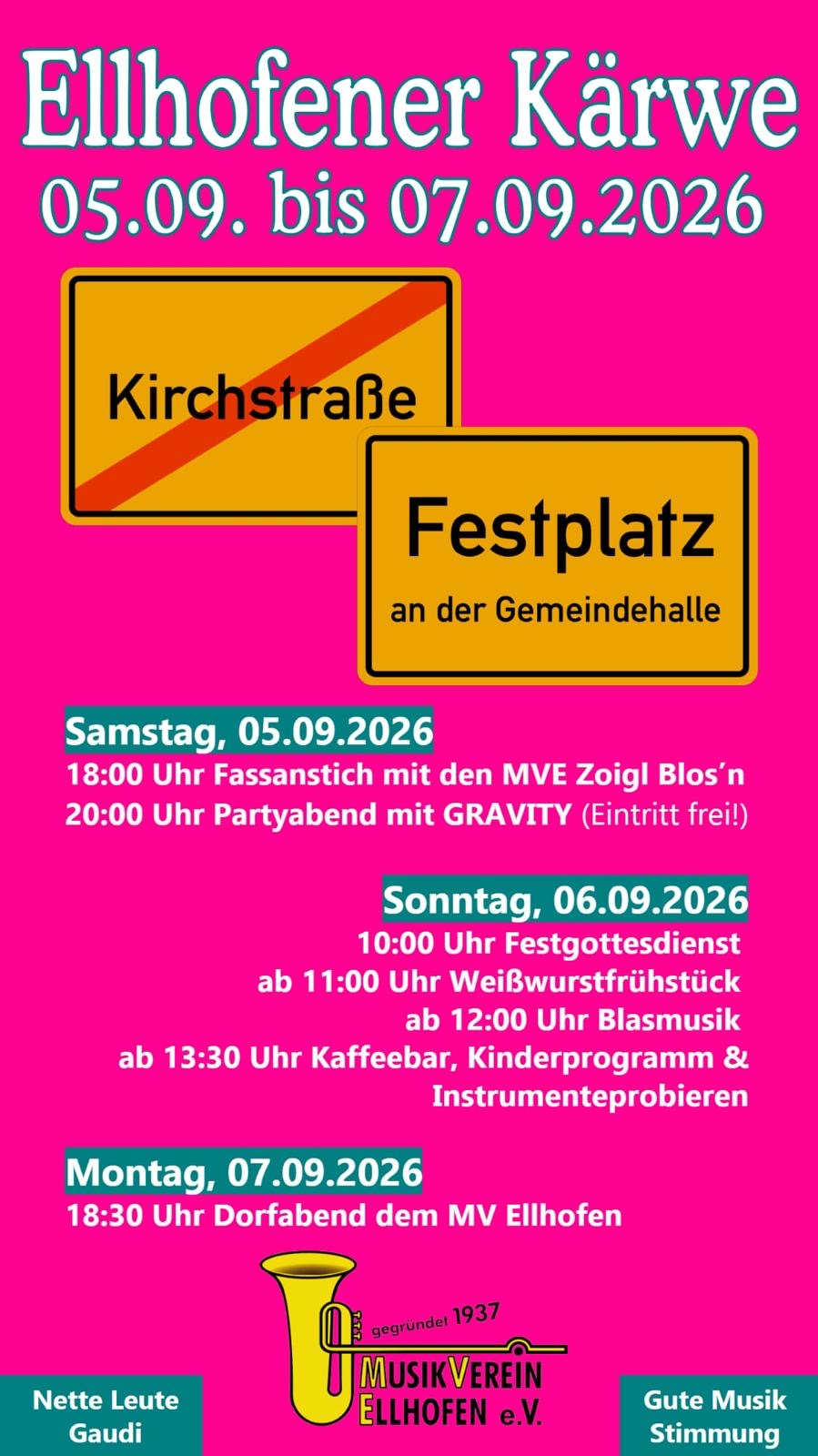 Ellhofener Kärwe 2026 – erstmals auf dem neuen Festplatz im Schulhof!
